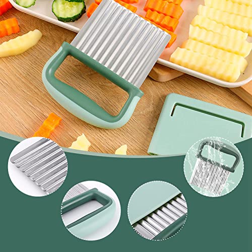 Ripple Knife Baby Wave Cutter Potato Cutter Children with Protective Stainless Steel Potato Wave Knife Onion Cutter Holder for Fruit Vegetables Salad Fries Onion 2 Pieces - Image 4
