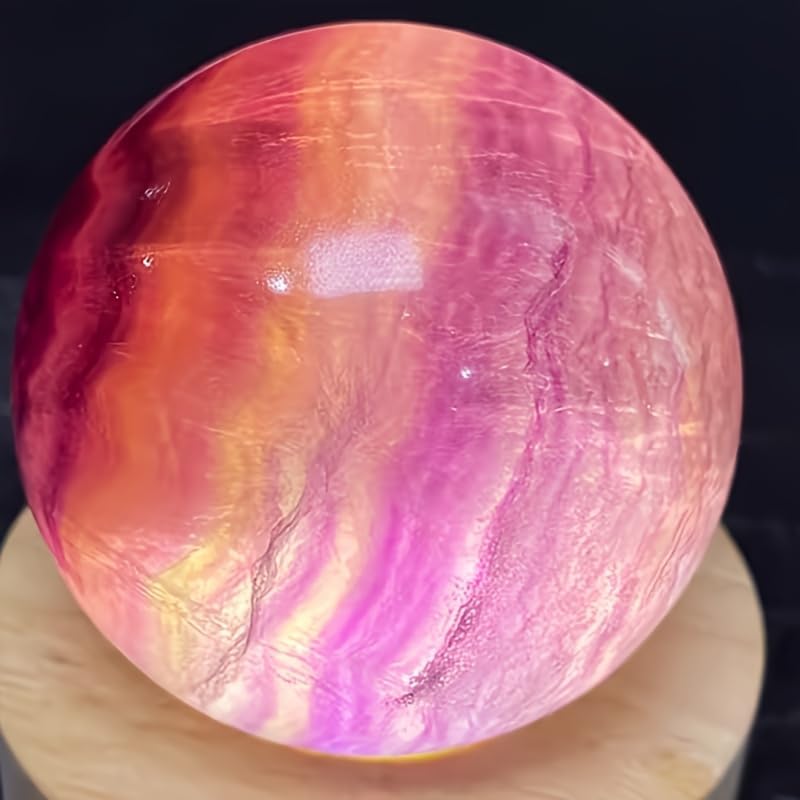 Natural Rainbow Firefly Stone Ball Purple Green Rainbow Crystal Ball Home Decor Desktop Ornament