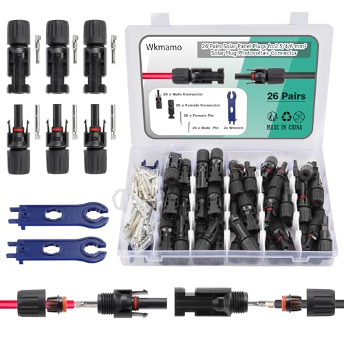 Wkmamo 26 paires de connecteurs solaires photovoltaïques, mâle/femelle Connecteur de câble de panneau solaire IP68 double bague d'étanchéité ，Pour Panneaux Solaires Cable Accessoires (26) (26)