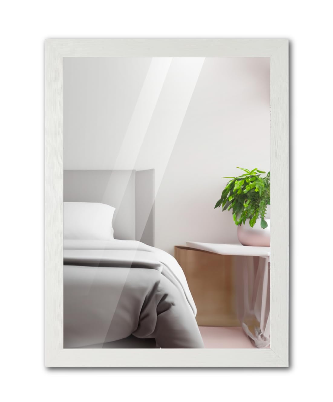 CHELY INTERMARKET MOD146 Espejo De Pared Cuerpo Entero Blanco Moderno 50x70cm para Dormitorio Salón Recibidor Estilo Decorativo Grande Montaje Vertical Horizontal Incluye Kit De Colgar