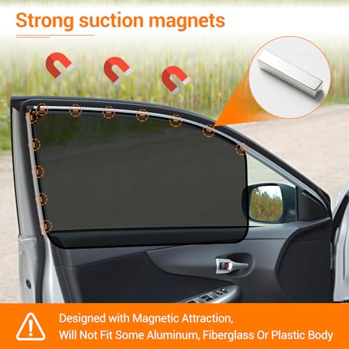 image for ZATOOTO Car Window Shades, 4 Pack Magnetic Car Side Window Sun Shade f