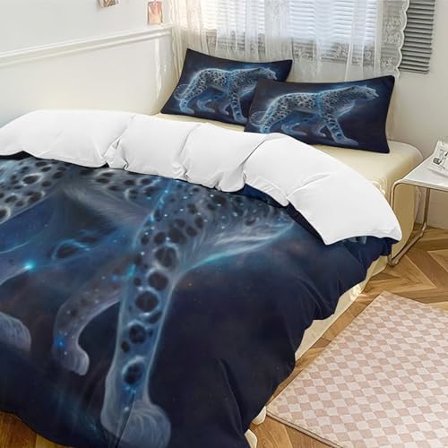 Parure de lit léopard 3 pièces avec housse de couette double douce