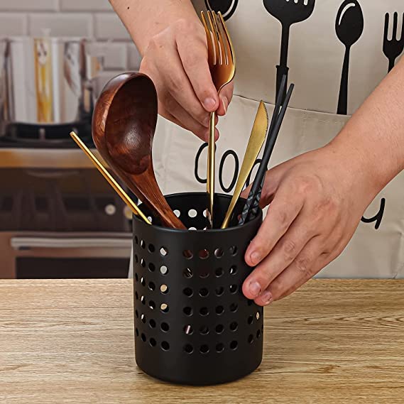 Image of finality Stainless Steel Multipurpose Cutlery, Pen and Spoon Holder - Pack of 4 (Black Color) in Size 7, 8, 9, and 10 cm - The Ultimate Solution for Demanding Home and Office Environments!