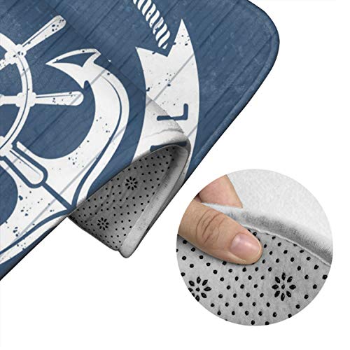 Houity 3-teiliges Badezimmermatten-Set, maritimes Anker-Poster, Ozean, Marina, Marineblau, Symbole, Badezimmerteppich… – Bild 4