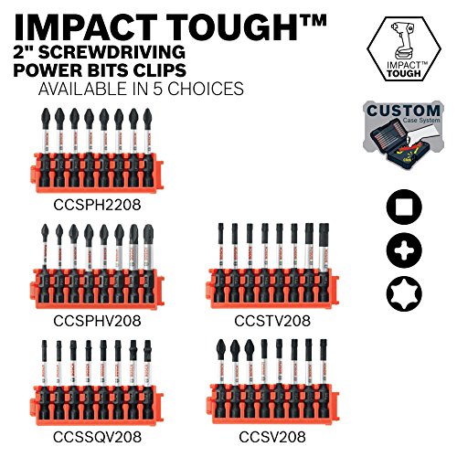 Bosch CCSPHV208 8Piece Impact Tough Phillips 2 In. Power Bits with Clip for Custom Case System