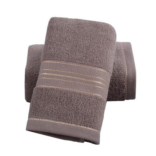 Zuorery 2 Pack Hand Towels for Bathroom - 100% Cotton Decorative Soft & Highly Absorbent Towel Set for Face Spa Gym Kitchen Hotel 13x30 Inch (Brown - 2 Pack)