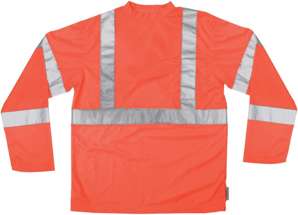 CLC Custom Leathercraft SS13X Hi-Viz ANSI Class 3 Long Sleeve T-Shirt, Orange, Extra Large