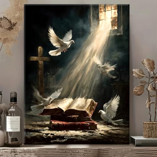 Tableau sur toile pour habiller un mur de salon, art biblique encadre 30x40