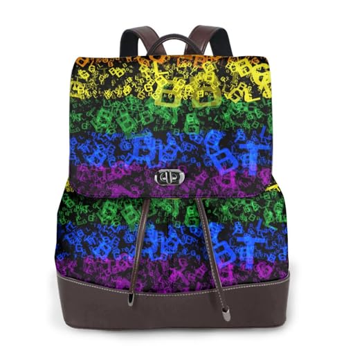 Rainbow Lgbtq Pride art Microfiber PU Leather Backpack Lightweight Daypack Bag for Travel Business Commute Gym