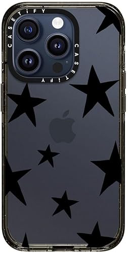 CASETiFY Impact Funda para iPhone 15 Pro 4 veces probada contra caídas de grado militar, protección contra caídas de 8.2 pies - Negro estrellas -