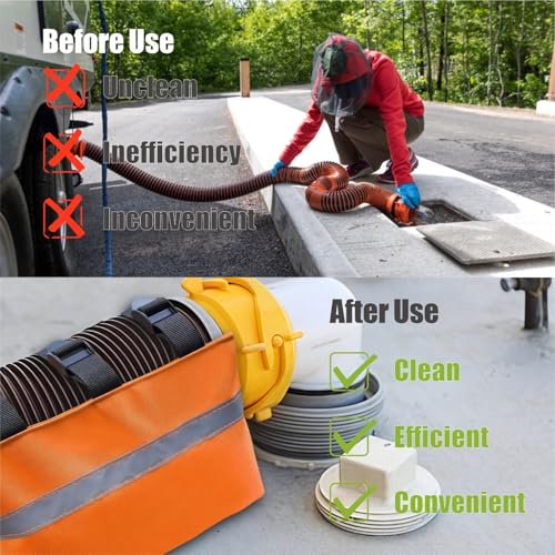 Image of 3 Pcs RV Sewer Hose Weight Bags with Reflective Strip Waste Hose Fastening Device Camper Trailer Sewer Hose Support Hold Down Prevents Dislodging and Accidental Spillage (Orange)