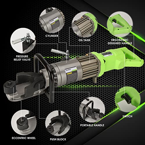 Image of 5 /8 Inch Electric Hydraulic Rebar Bender 1100W Portable Hydraulic Rebar Bending Machine Max 16mm Rebar within 2-2.5s Easy Bending Rebar Steel Bar HRB-16 (Green)