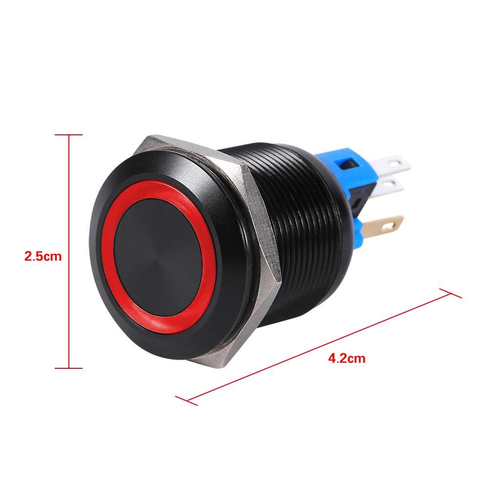 3Pcs 12mm Latching White LED Push Button Switch Black Metal Shell IP65