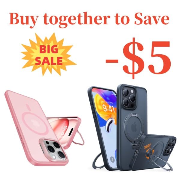 TORRAS Lstand & 360° Ostand Spin Case for iPhone 15 Pro