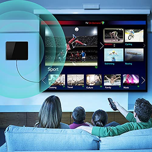 2021 Newest HD TV Antenna up 300 Miles Range-Indoor/Outdoor Antenna Support 4K 1080P All Older TV's & Smart TV 360° Reception, Digital Antenna with Smart Amplifer Signal Booster/33ft Coaxial Cable