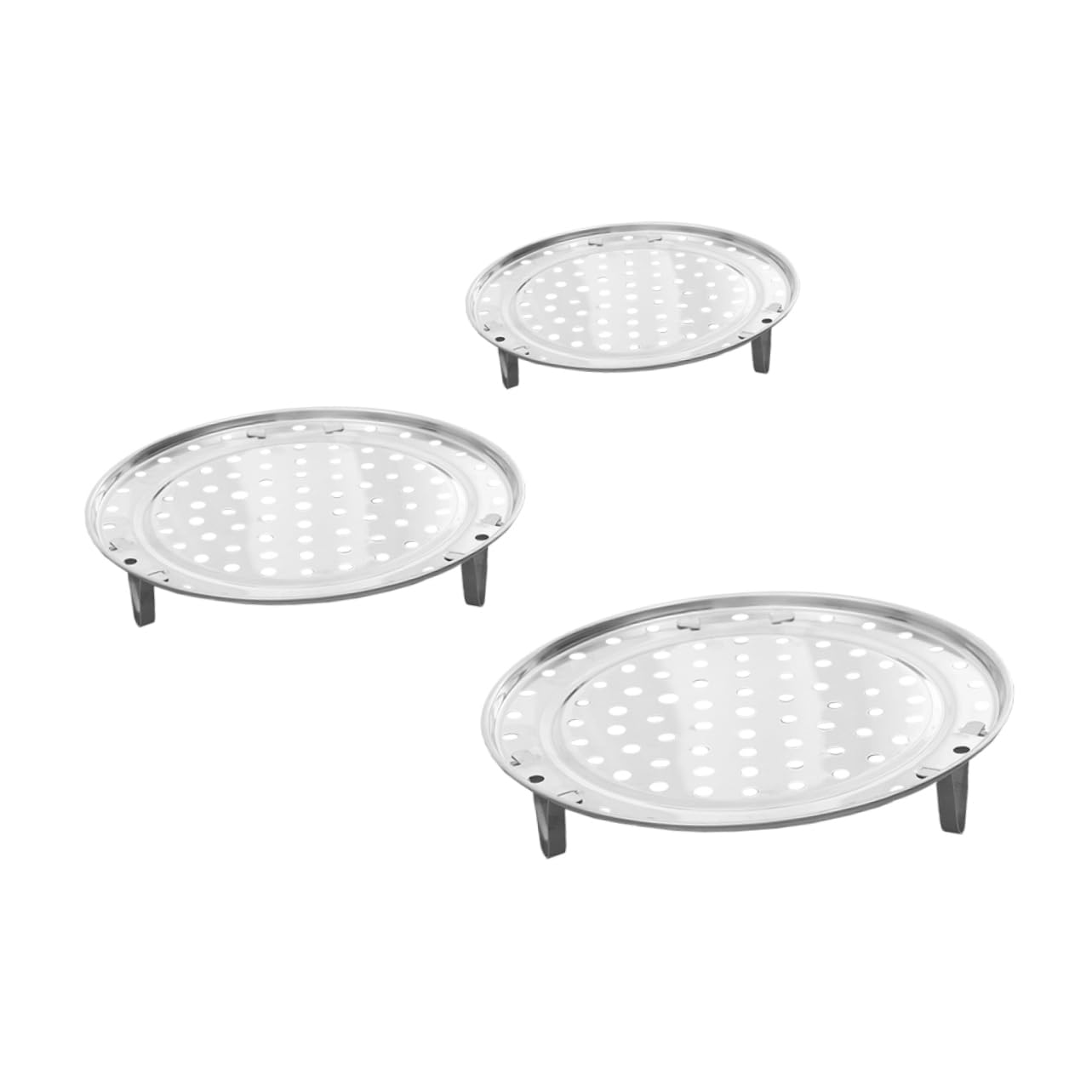 TIDTALEO 3pcs Steamer Rack Stand Steaming Tray Stand Metal Steamer Canning Rack for Pressure Cooker Steam Plate Ressure Canner Steamer Tray Canning Pot Rack Steam Tray Stainless Steel Round