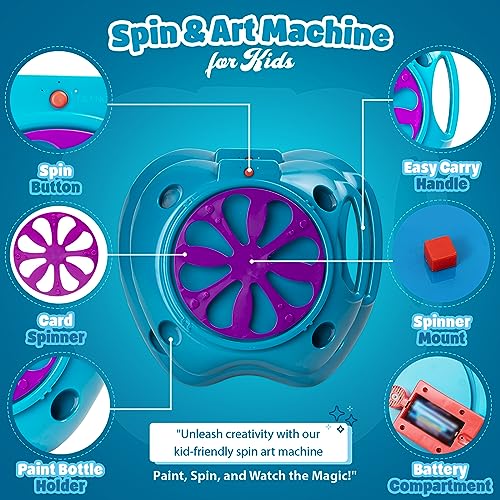 Spin-Art-Machine with Two-Speed Spinner Mechanism, Origami Artwork, Birthday Gift Ideas for Kids 4-6 and Adults, Spin Art, Thicker Splash Guard, Fantastic Spinner Refill, Crafts for Kids Ages 4-8 - Thumbnail 3