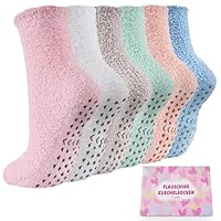 SukModen Kuschelsocken Stoppersocken Damen 6 Paar, Flauschige Socken Warme Plüschsocken Fuzzy Fluffy Cozy Socks, Antirutschsocken mit Noppen, Bettsocken Haussocken Wintersocken 35-42
