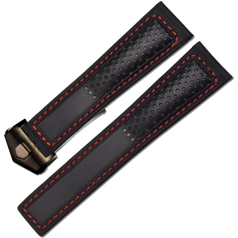 Bracelet montre sport Tag Heuer F1 cuir véritable 22mm points rouges