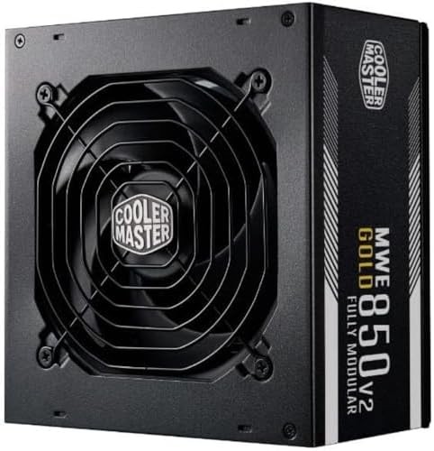 Cooler Master MWE 850 Gold V2 Fully Modular PSU (UK Plug) - 80 PLUS Gold 850W Power Supply Unit, Flat Black Cabling, 120mm HDB Fan, High-Temperature Threshold