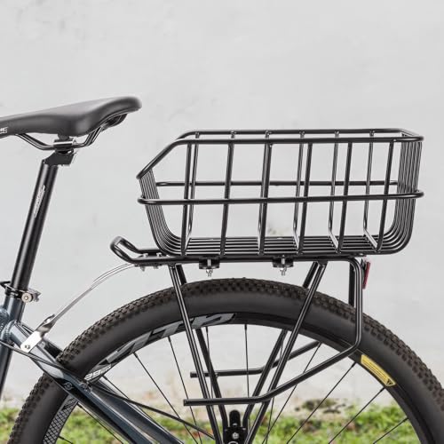CXWXC Rear Bike Basket – Bicycle Rear Basket with Cargo Net