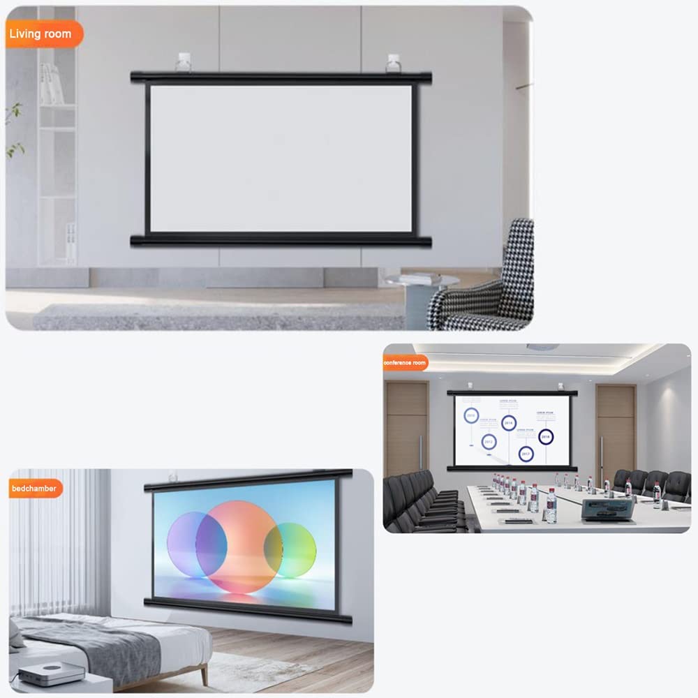 REDEXI 60-inch Pull Down Projector Screen, Portable Projection Screen Outside Movies Screen, 16:9 4:3 HD Projection Screen, Wall/Ceiling Mount(4:3)