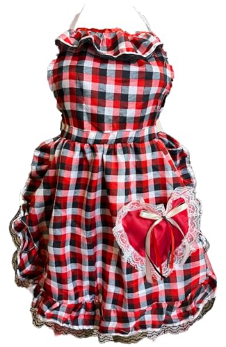 Vestido Festa Junina Avental Caipira São João Quadrilha Adulto Juvenil Xadrez Luxo (Vermelho Xadrez,