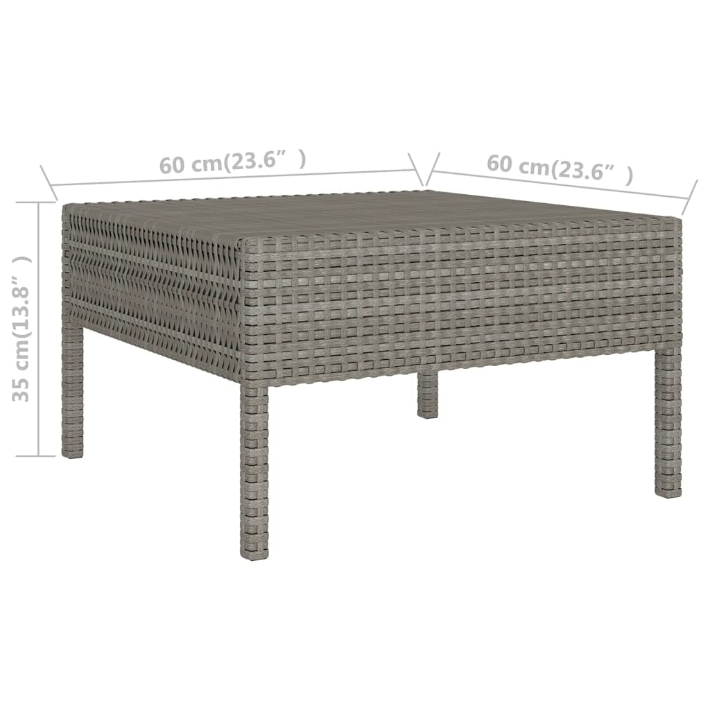 Juego de salón de jardín de polirratán gris, con cojines, muebles de exterior para terraza, balcón, patio, resistente a la intemperie, fácil de limpiar