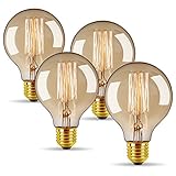 Vintage Edison Bulbs Dimmable Globe 40W/110V E26 E27 Base Filament Incandescent Light Bulb Round...