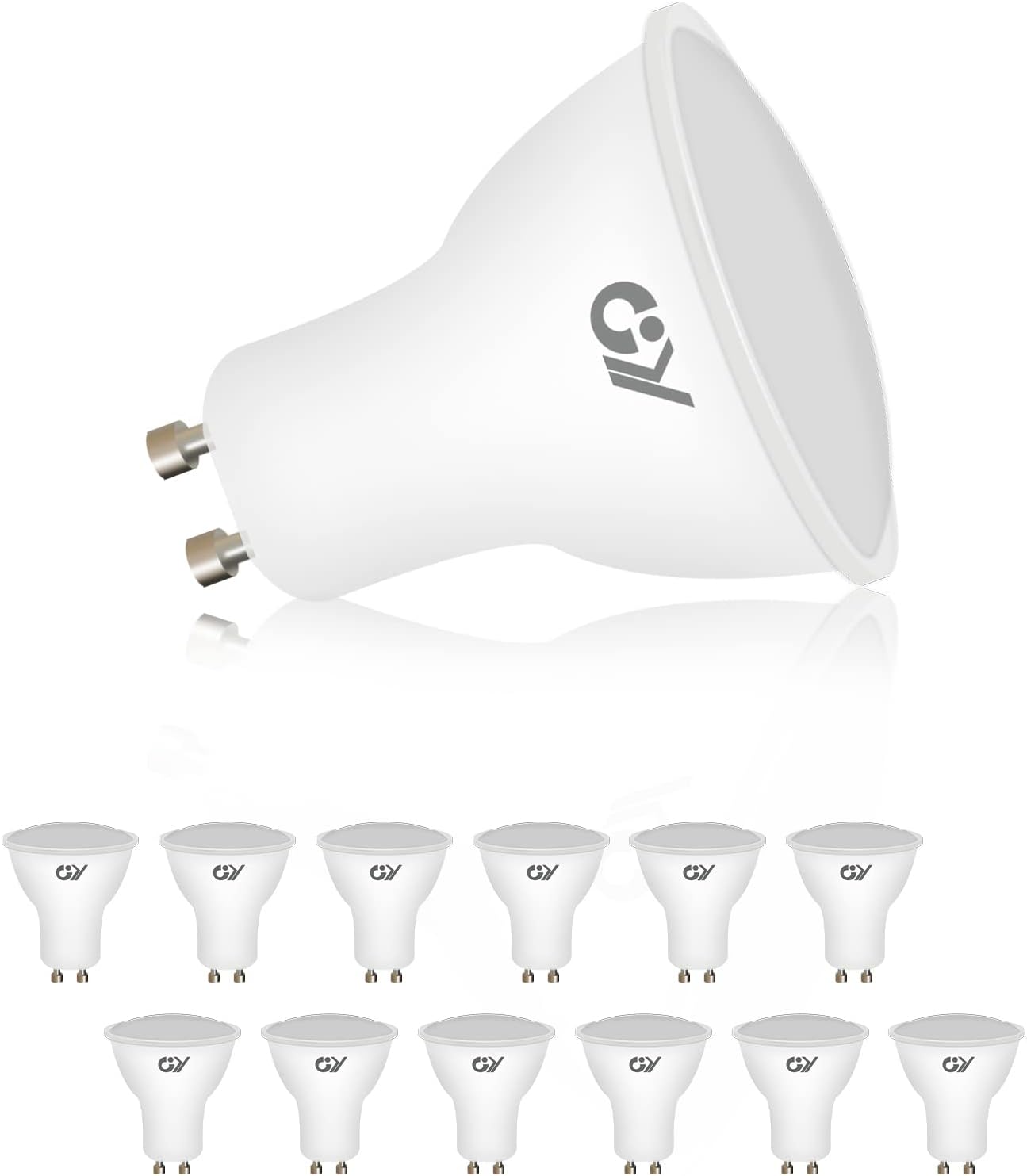 GY GU10 LED Bulb 6W Warm White 3000K Light Bulbs, 450 Lumen Replaces 60W, 120° Beam Angle Reflector Non Dimmable,12 PCS