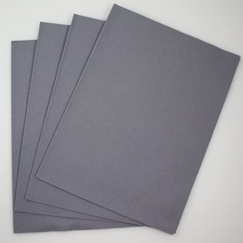 Image of KCS 4 /6 pc of 12 inch x 18 inch 18CT Counted Cotton Aida Cloth Cross Stitch Fabric (4 pc, Light Steel Grey)