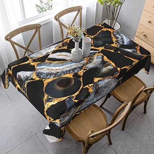 OPMLISIR Marble Rectangle Tablecloth,Dark Agate Marble Texture Golden Long Table Cloth Washable Table Cover for Kitchen Dining,Birthday Party,Holiday,Christmas,Buffet 54"x 72"