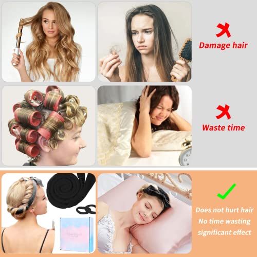 Neu Lockenwickler Locken Ohne Hitze,Heatless Curls Band Samt über Nacht mit Haarnadel Rutschfest… – Ansicht 6