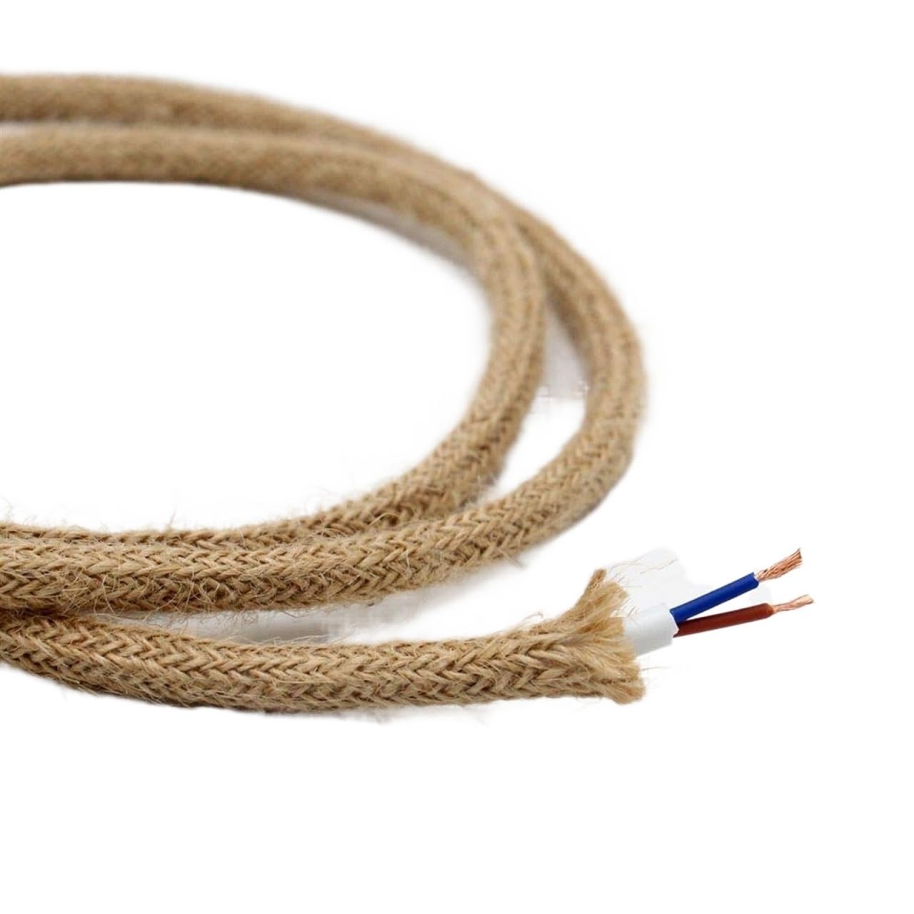 Hauptleitung Fest 2-adrige Retro-Seil-Elektrodrähte, 5 Meter, 10 Meter, 20 Meter, Pendelleuchte, Kabel, Lichtseil, geflochtenes flexibles Kabel Verbinder Webstuhl (Color : 2 core cable, Size : 10met