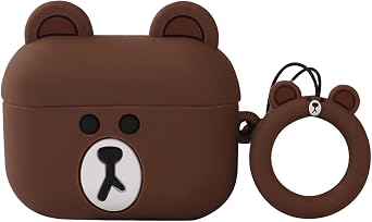 Case Compatible with Apple Airpods Pro 3 Protective Funny Cute Cartoon Slim Cover with Keychain (Small Brown Bear)