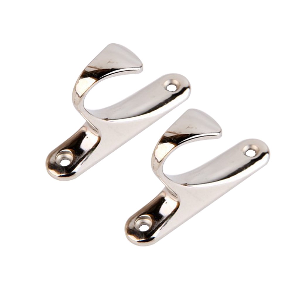 7×4cm Zinc Alloy Curtain Holdbacks,Tiebacks,Hanging Hooks with Screws Set of 2 (Silver)