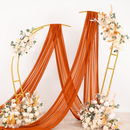 Image of Socomi Wedding Arch Draping Fabric 1 Panel 29 inch x 19Ft Sheer Chiffon Curtain Drapes 6 Yards for Wedding Ceremony Birthday Party Decoration Orange