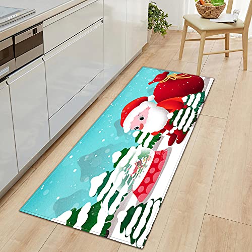 Alfombrillas navideñas Alfombrillas Antideslizantes para Cocina, baño, Sala de Estar, Felpudo, Alfombra Grande para el Suelo del Festival, Cute-E_50 * 160cm Cover