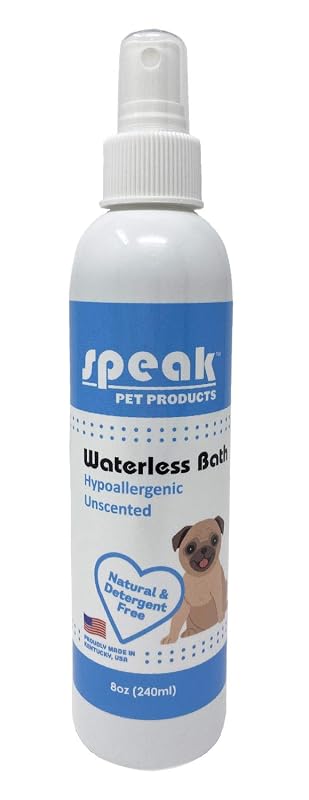 Spray de Banho a Seco para Cães Speak Pet Products, Sem Fragrância e com Óleo de Coco, 240 mL