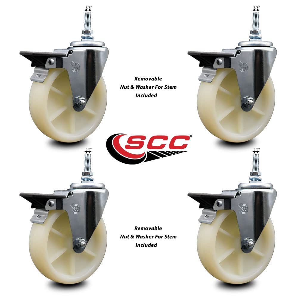 Nylon Swivel Threaded Stem Caster Set of 4 w/5