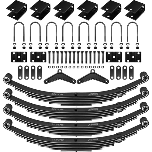 dreamdragon 7,000 lbs Tandem Trailer Suspension Kit – Includes 6 Leaf Spring, U-Bolts, and Hangers for 7K Axles