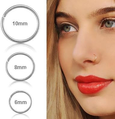 Amazon S ボディピアス g メンズ 鼻ピアス 鼻用 耳用 リング ステンレスシームレスリング 内径 10mm シンプル プレーン シルバー 輪っか 人気 ボディピアス 通販