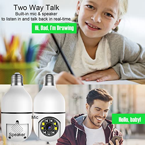Wifi Light Bulb Camera, 1080P Dual Band 5G Wifi Camera For Home Security, E27 Socket Wireless Indoor Security Camera With 2 Way Audio Color Night Vision Motion Detection Baby Monitor Work With Alexa #TOP5