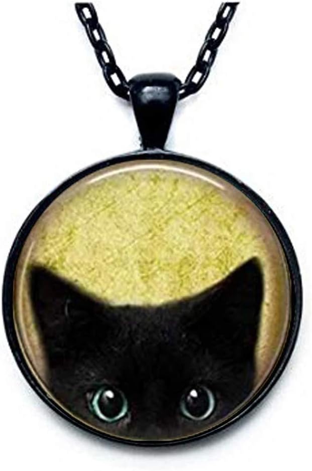 Cute Peeking Black Cat Necklace – Hypoallergenic Alloy Pendant with Adjustable Chain – Whimsical Cat Lover Gift & Halloween Jewelry