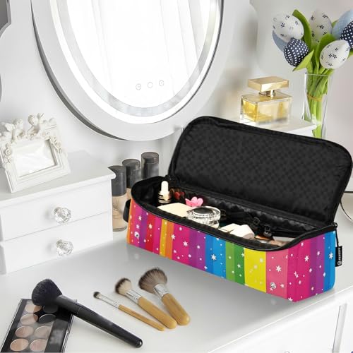 Organizador de herramientas para peinado de cabello, con diseño de rayas arcoíris y estrellas, portátil con tapete resistente al calor para plancha, rizador y otras herramientas de peinado miniatura 7