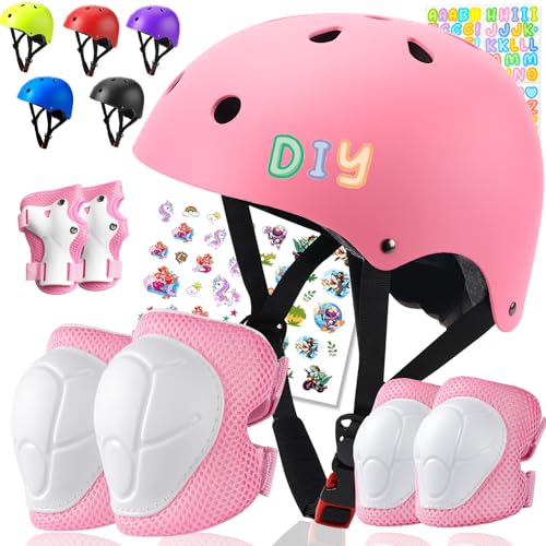 Comforhous Kids Bike Helmet and Pads Set - Helmet with Knee Pads Elbow...