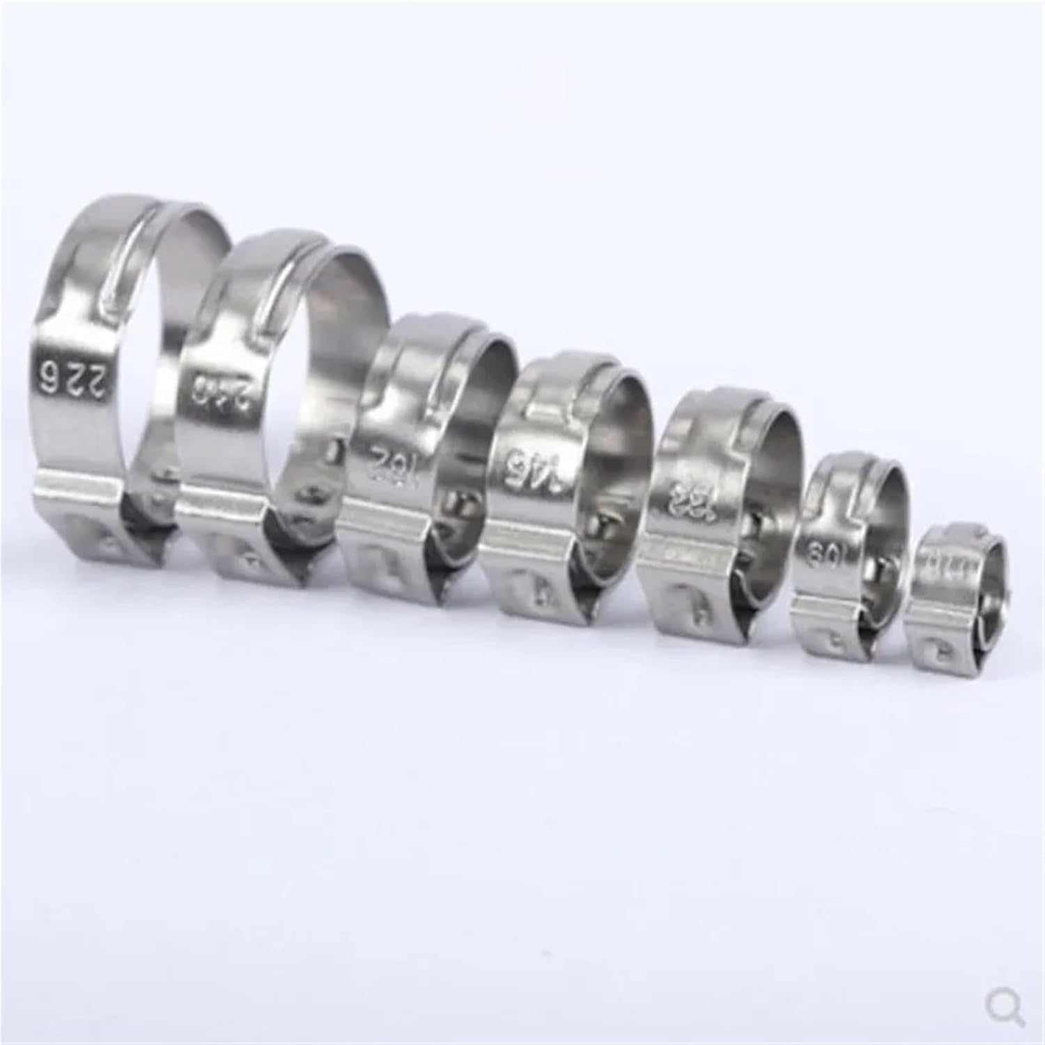 5-20pcs 5.3mm to 50mm Hose Clamps Single Ear Stepless 304 Stainless Steel Hose Clamps Cinch Clamp Rings for Sealing(Dia.214-226mm)