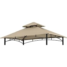 COOSHADE Grill Gazebo Replacement Canopy Roof Outdoor Double Tiered Barbecue Gazebo Top Cover Fit for Model L-GG001PST-F Beige