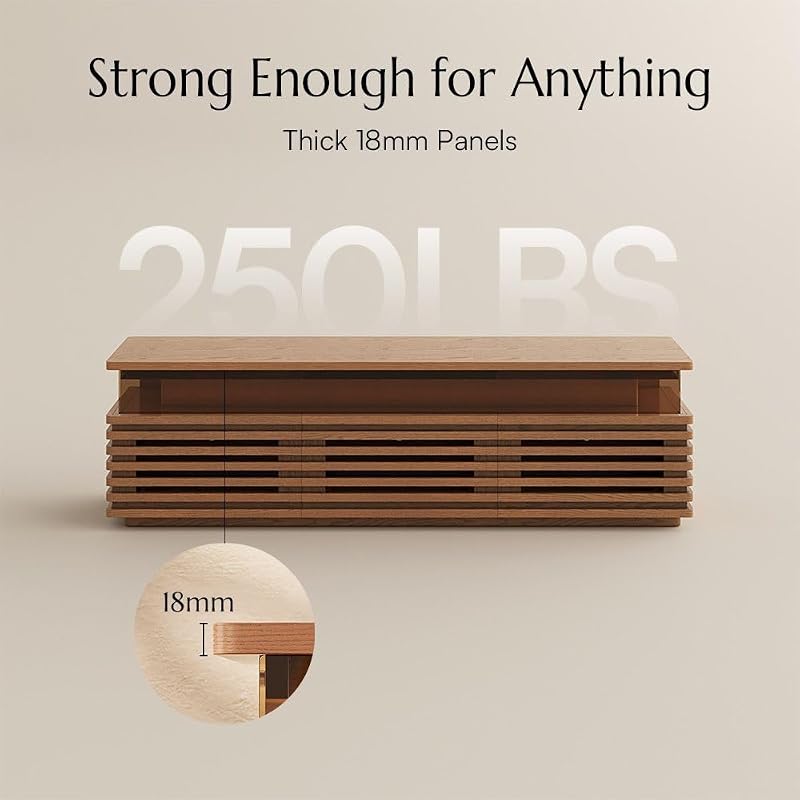 POVISON 94.49'' Fully Assembled TV Stand with Adjustable LED Lights, Walnut image 6