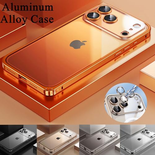 Coque iPhone 17 alliage aluminium orange transparent silicone rigide protectrice antichoc - 2